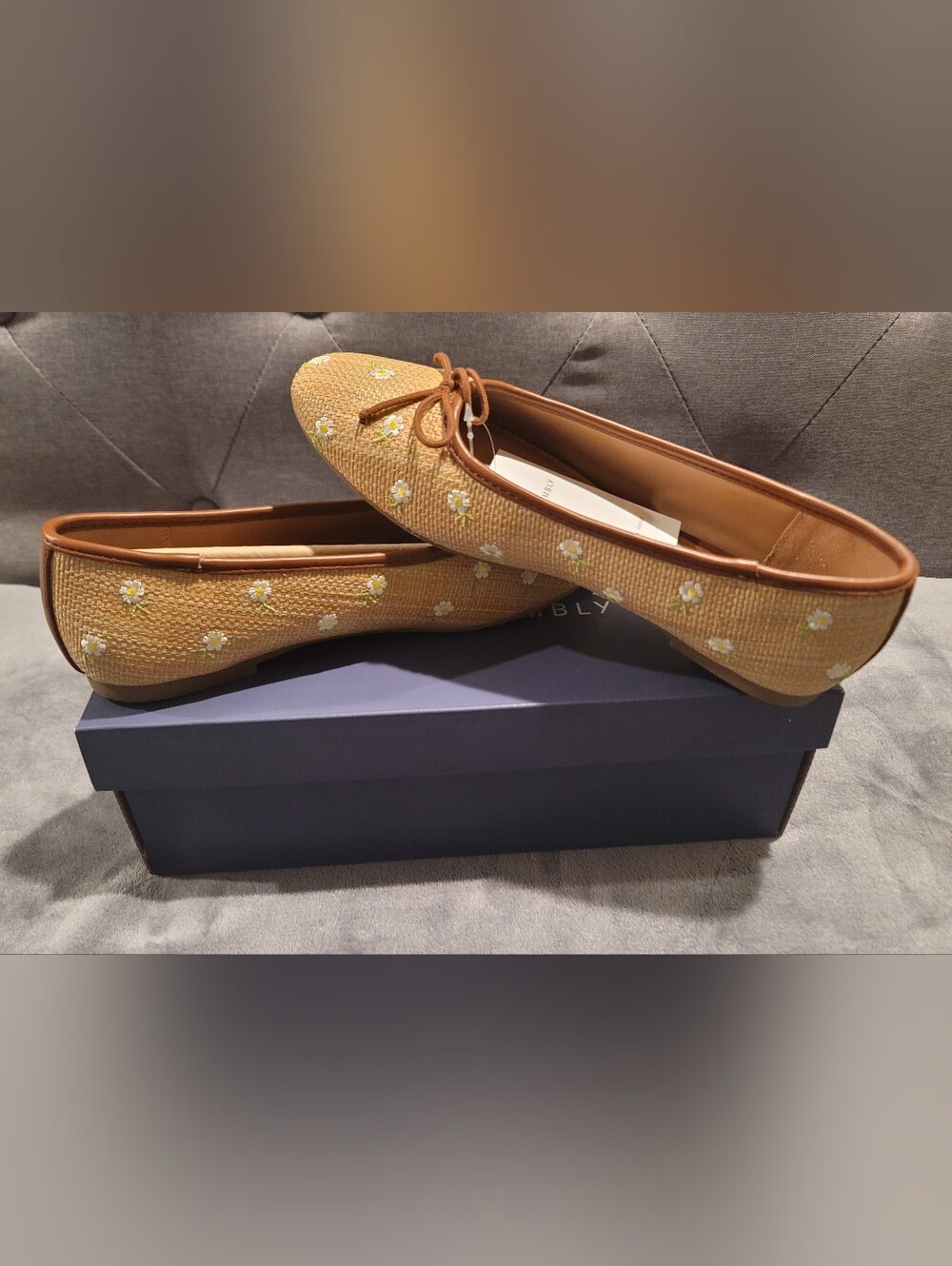 Free Assembly Floral Accent Ballet Flats - Tan (Women Size: 8 )